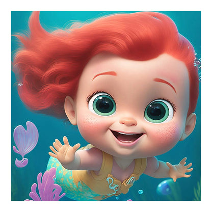 Mermaid Cartoon Version - Full Round Drill Diamond Painting 30*30CM