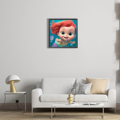 Mermaid Cartoon Version - Full Round Drill Diamond Painting 30*30CM