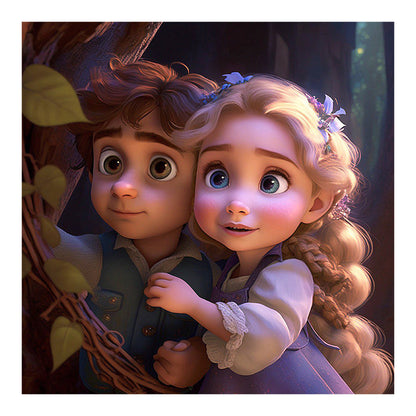Flynn And Princess Rapunzel Cartoon Version - Full Round Drill Diamond Painting 30*30CM