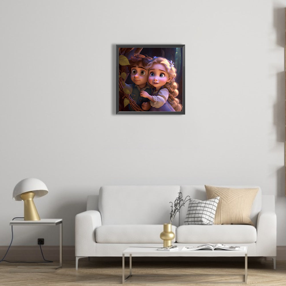 Flynn And Princess Rapunzel Cartoon Version - Full Round Drill Diamond Painting 30*30CM