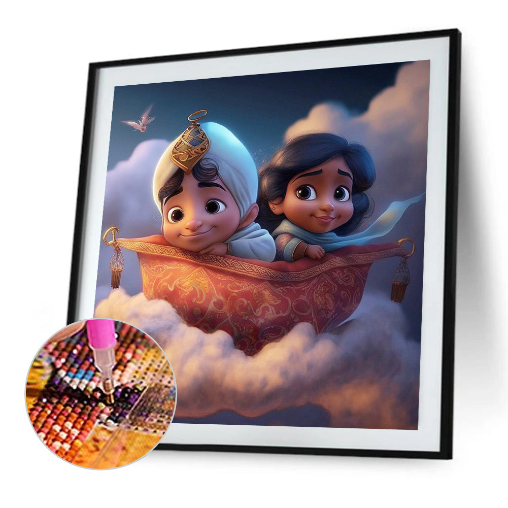 Aladdin And Princess Jasmine Cartoon Version - Full Round Drill Diamond Painting 30*30CM