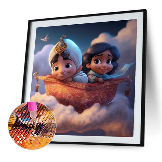 Aladdin And Princess Jasmine Cartoon Version - Full Round Drill Diamond Painting 30*30CM
