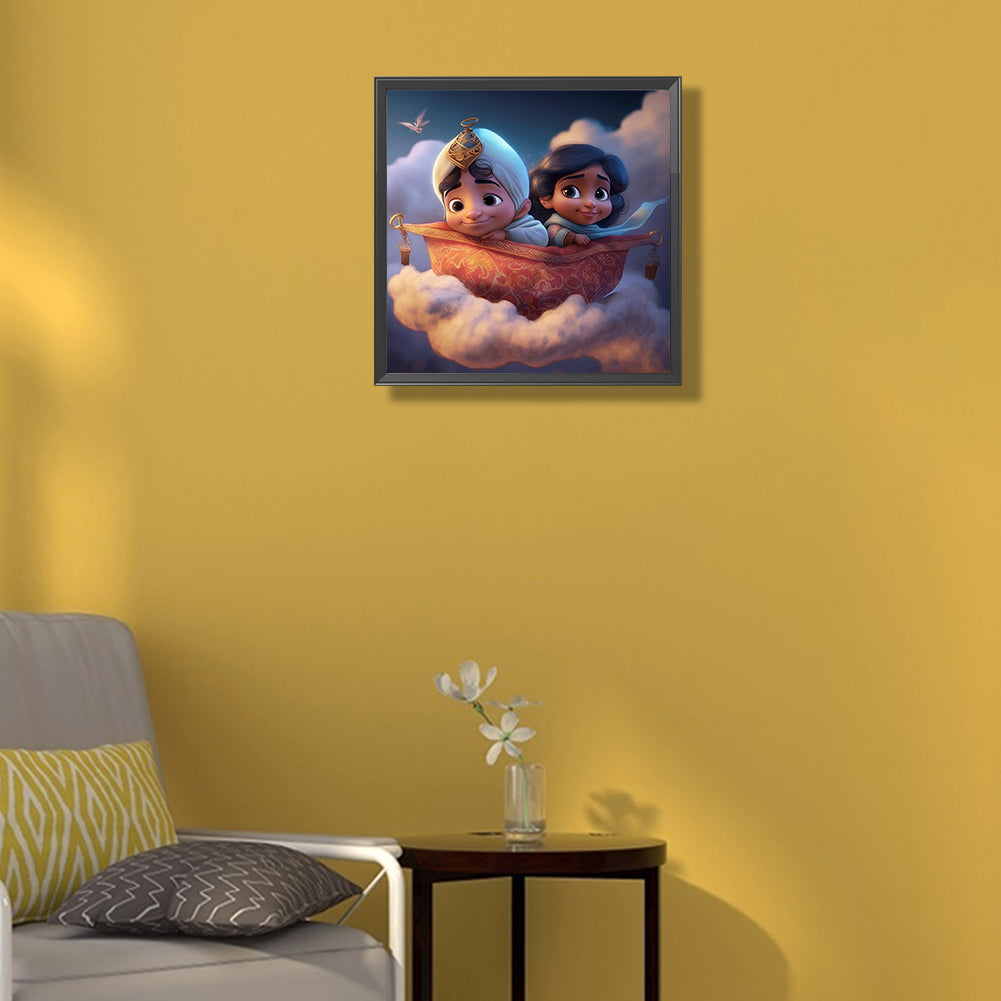 Aladdin And Princess Jasmine Cartoon Version - Full Round Drill Diamond Painting 30*30CM
