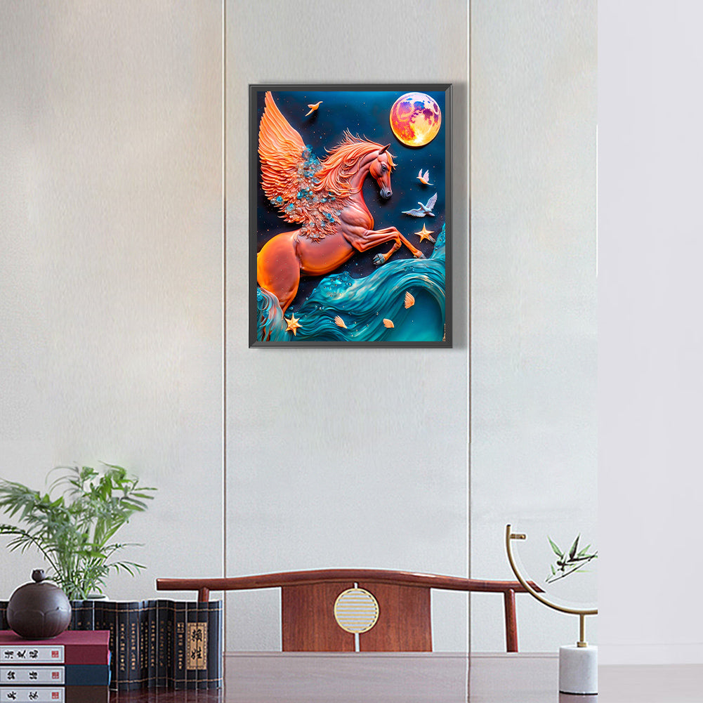 Pegasus Relief Painting - Full Round Drill Diamond Painting 30*40CM