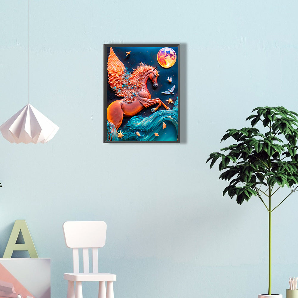 Pegasus Relief Painting - Full Round Drill Diamond Painting 30*40CM
