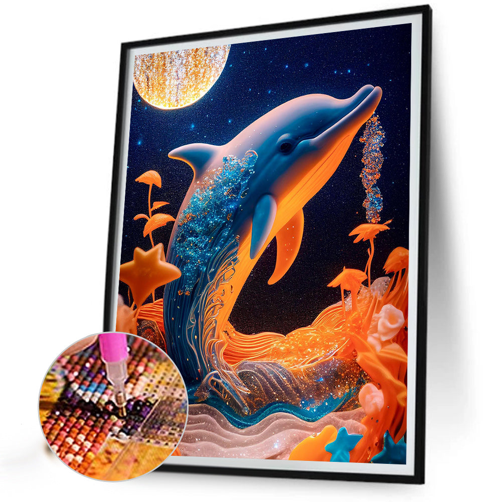 Dolphin Relief Painting - Full Round Drill Diamond Painting 30*40CM