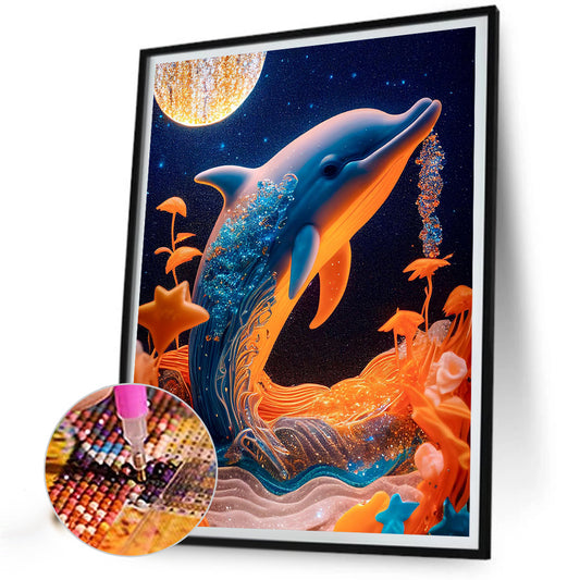 Dolphin Relief Painting - Full Round Drill Diamond Painting 30*40CM