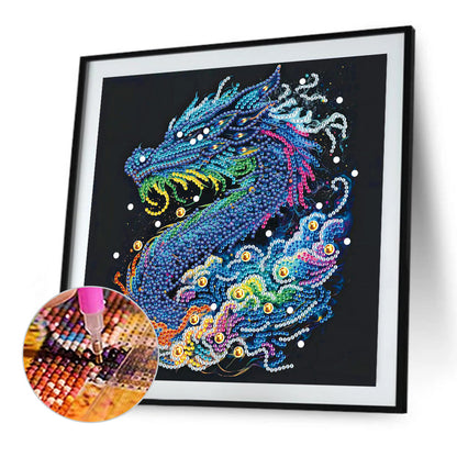 Colorful Chinese Dragon - Special Shaped Drill Diamond Painting 30*30CM