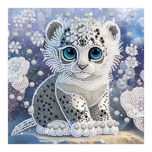 Jeweled Little White Tiger - Special Shaped Drill Diamond Painting 30*30CM