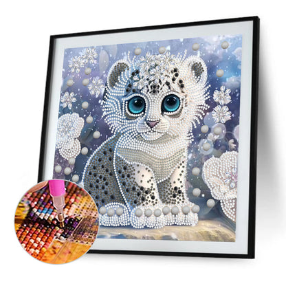 Jeweled Little White Tiger - Special Shaped Drill Diamond Painting 30*30CM