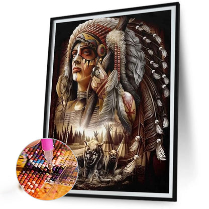 Indians - Full Round Drill Diamond Painting 30*40CM