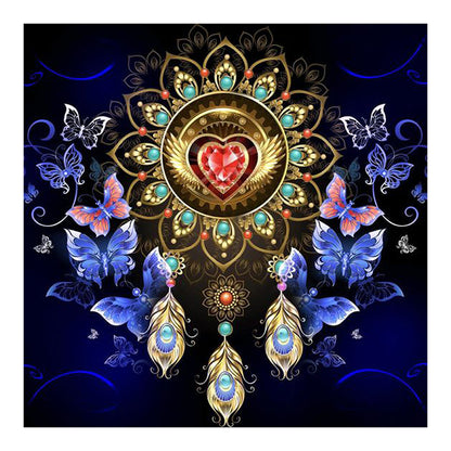 Butterfly Gem Dream Catcher - Full Round Drill Diamond Painting 30*30CM