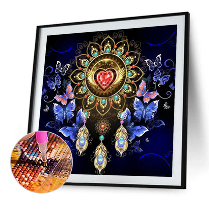 Butterfly Gem Dream Catcher - Full Round Drill Diamond Painting 30*30CM