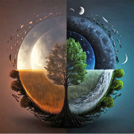 Seasonal Change Chart Of The Sun And The Moon - Full Round Drill Diamond Painting 40*40CM