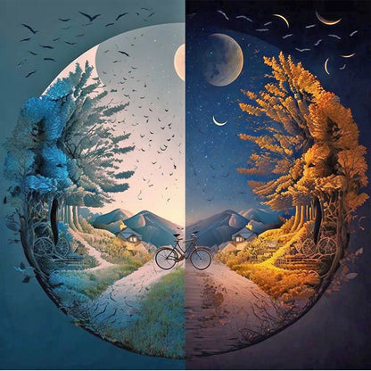 Seasonal Change Chart Of The Sun And The Moon - Full Round Drill Diamond Painting 40*40CM