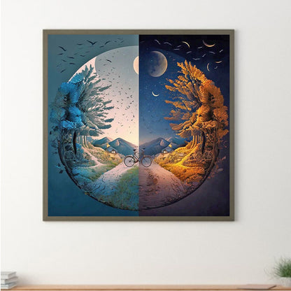 Seasonal Change Chart Of The Sun And The Moon - Full Round Drill Diamond Painting 40*40CM