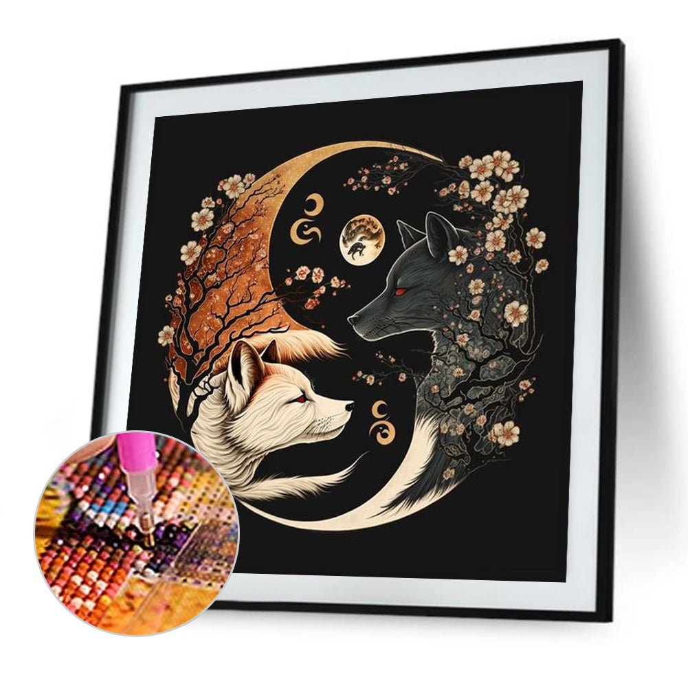 Yin And Yang Of Plum Blossom Wolf 30*30Ccm(canvas) full round drill diamond painting