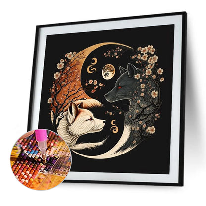 Yin And Yang Of Plum Blossom Wolf 30*30Ccm(canvas) full round drill diamond painting