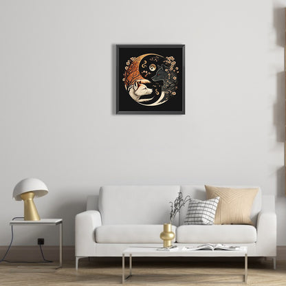 Yin And Yang Of Plum Blossom Wolf 30*30Ccm(canvas) full round drill diamond painting