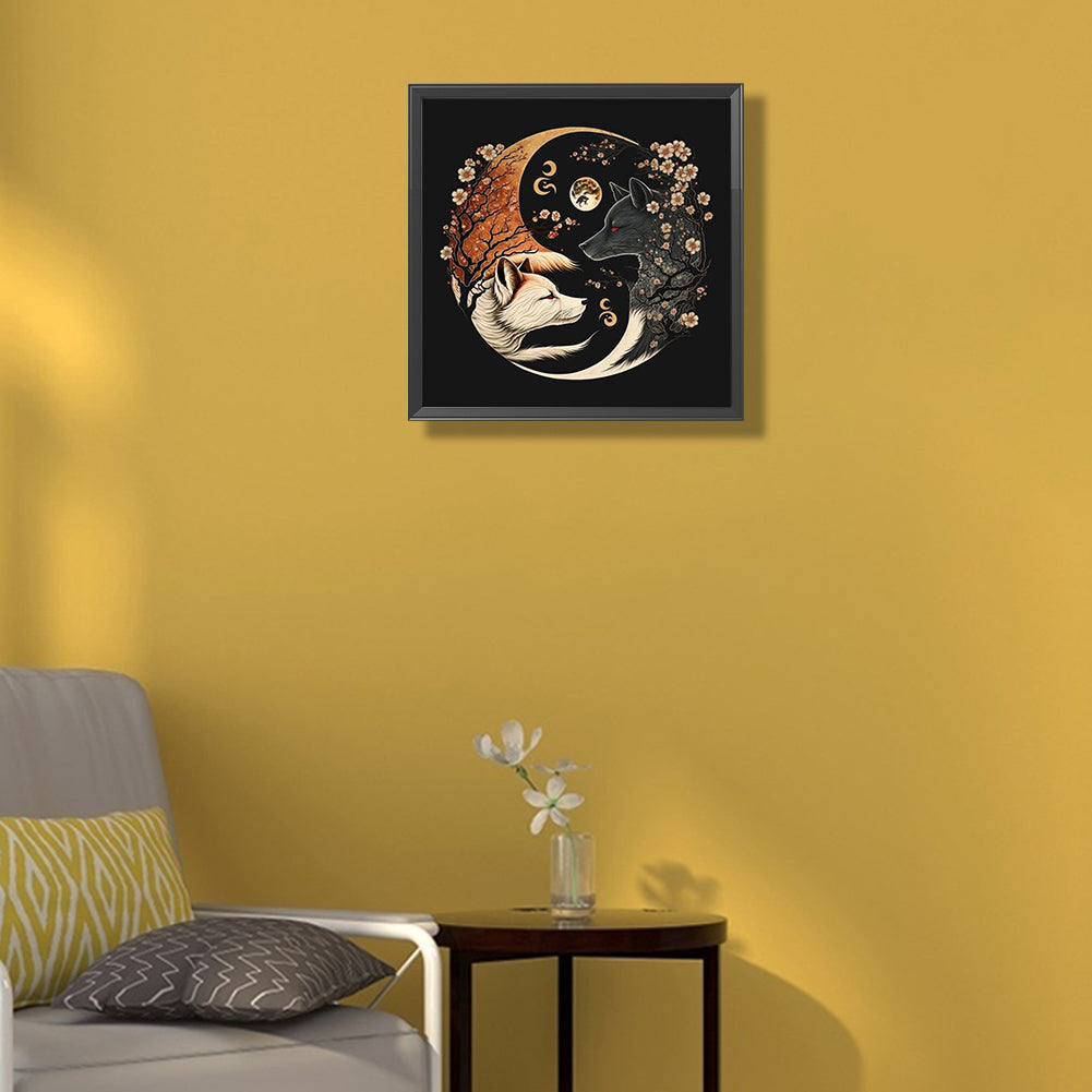 Yin And Yang Of Plum Blossom Wolf 30*30Ccm(canvas) full round drill diamond painting
