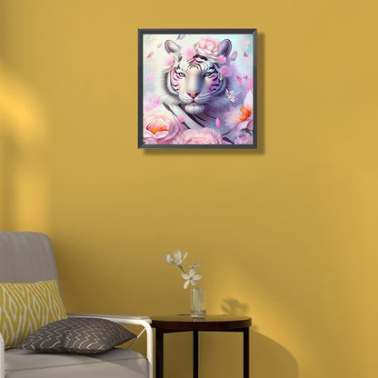 Tiger And Butterfly Girl 40*40Ccm(canvas) full round drill diamond painting