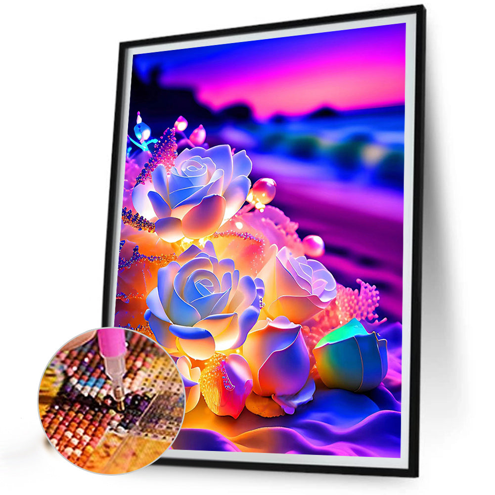 Seaside Crystal Rose 30*40Ccm(canvas) full round drill diamond painting