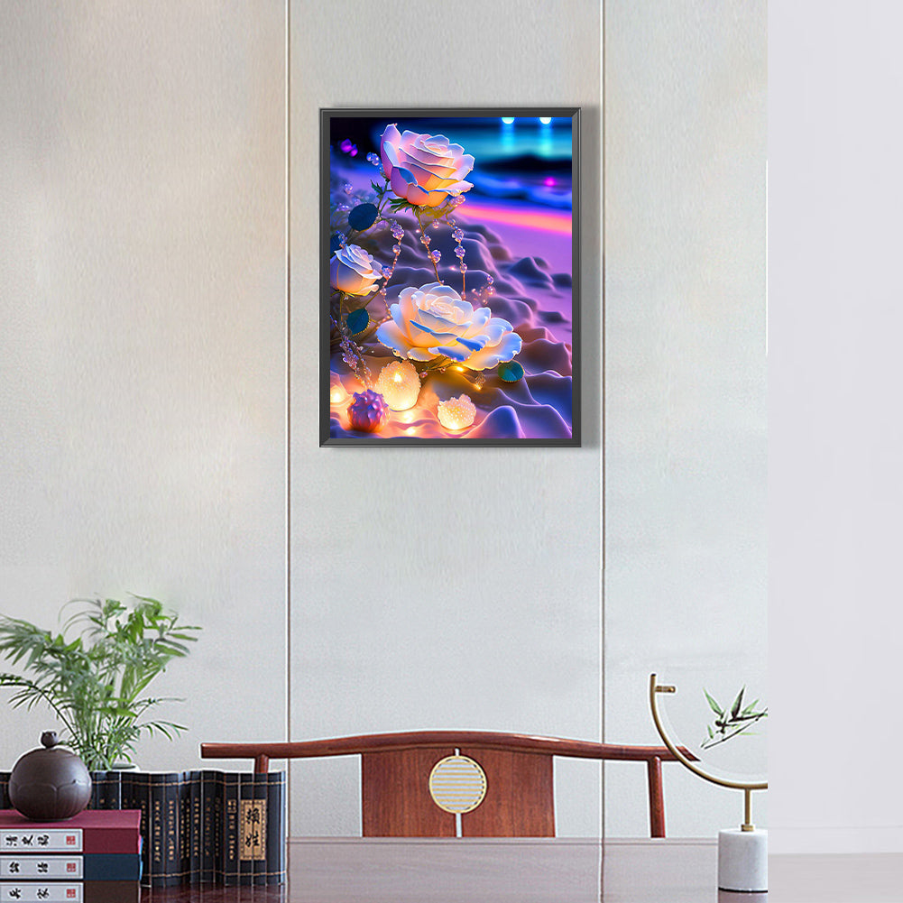 Seaside Crystal Rose 30*40Ccm(canvas) full round drill diamond painting