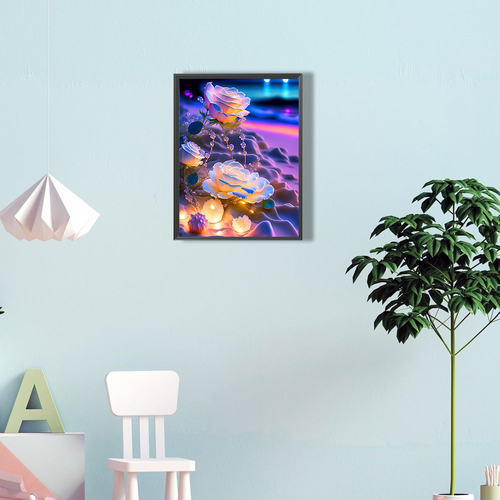 Seaside Crystal Rose 30*40Ccm(canvas) full round drill diamond painting