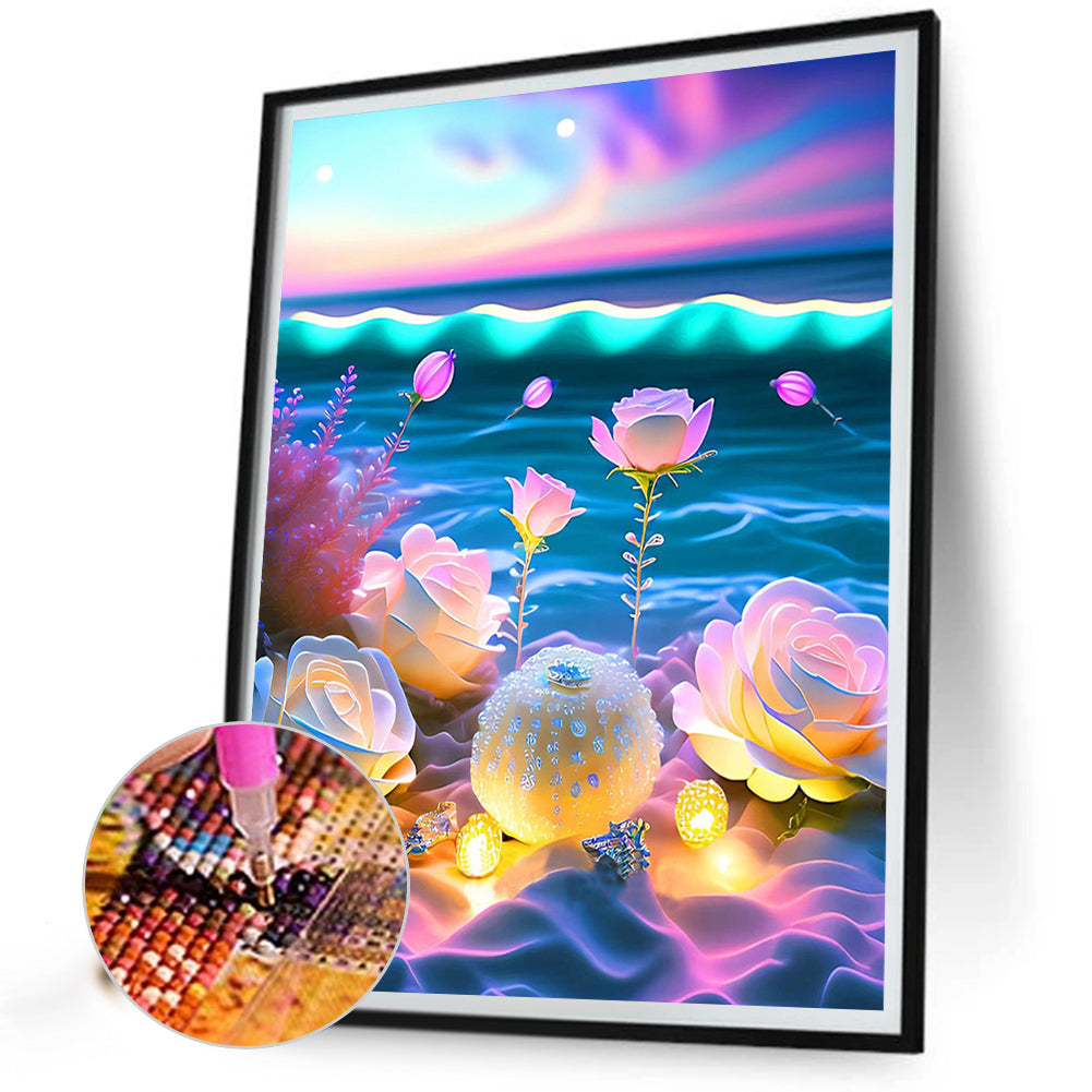 Seaside Crystal Rose 30*40Ccm(canvas) full round drill diamond painting