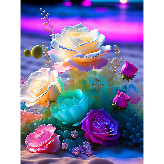 Seaside Crystal Rose 30*40Ccm(canvas) full round drill diamond painting