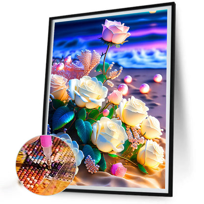 Seaside Crystal Rose 30*40Ccm(canvas) full round drill diamond painting