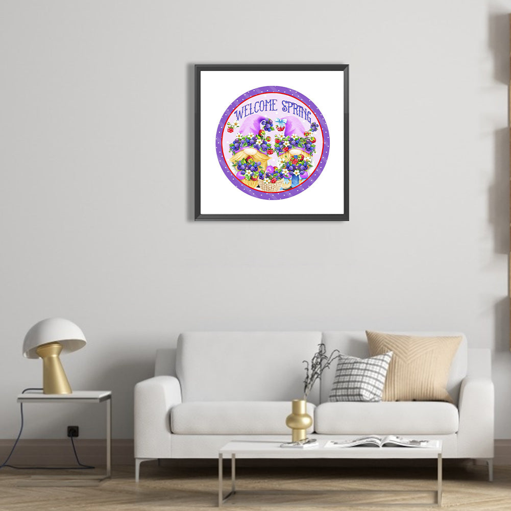 Welcome Spring Gnome-O645*45cm(canvas) full-round drill diamond painting