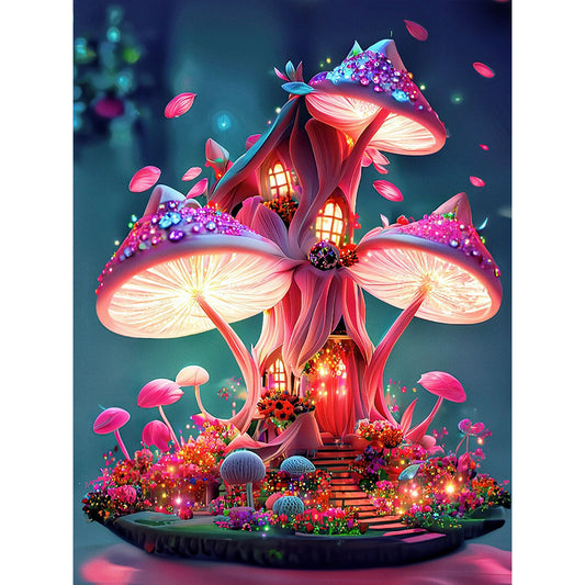 Dream Mushroom House 30*40Ccm(canvas) full round drill diamond painting