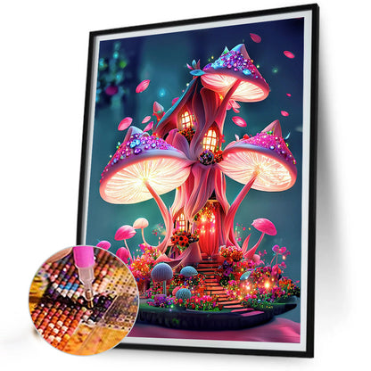 Dream Mushroom House 30*40Ccm(canvas) full round drill diamond painting