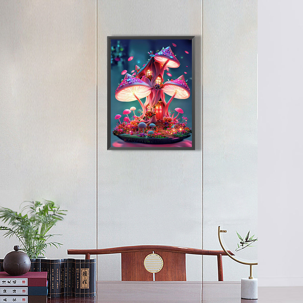 Dream Mushroom House 30*40Ccm(canvas) full round drill diamond painting