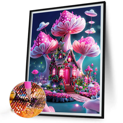 Dream Mushroom House 30*40Ccm(canvas) full round drill diamond painting