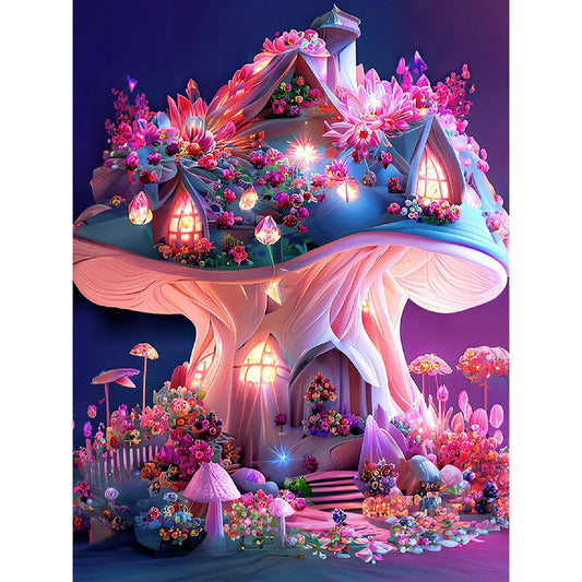 Dream Mushroom House 30*40Ccm(canvas) full round drill diamond painting