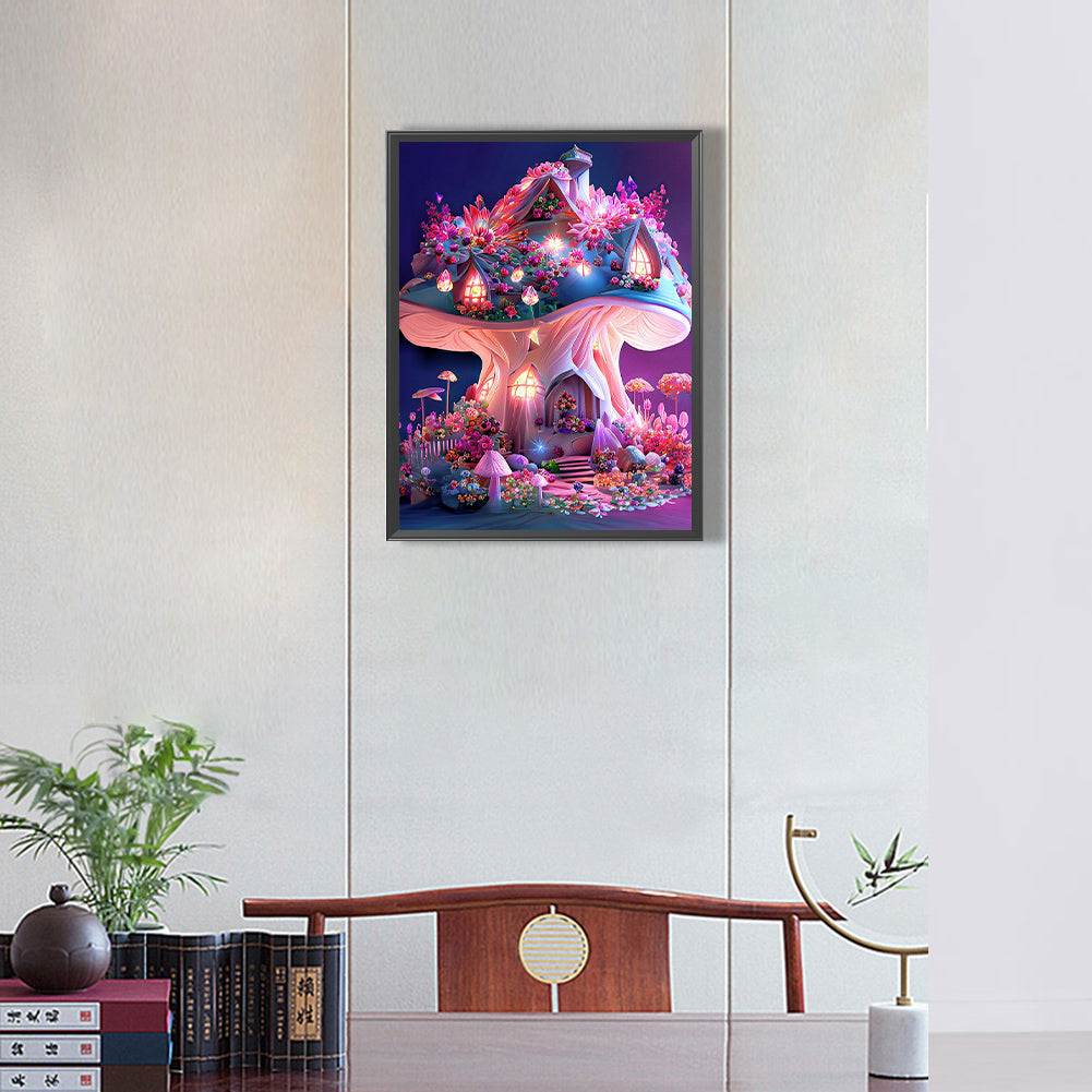 Dream Mushroom House 30*40Ccm(canvas) full round drill diamond painting