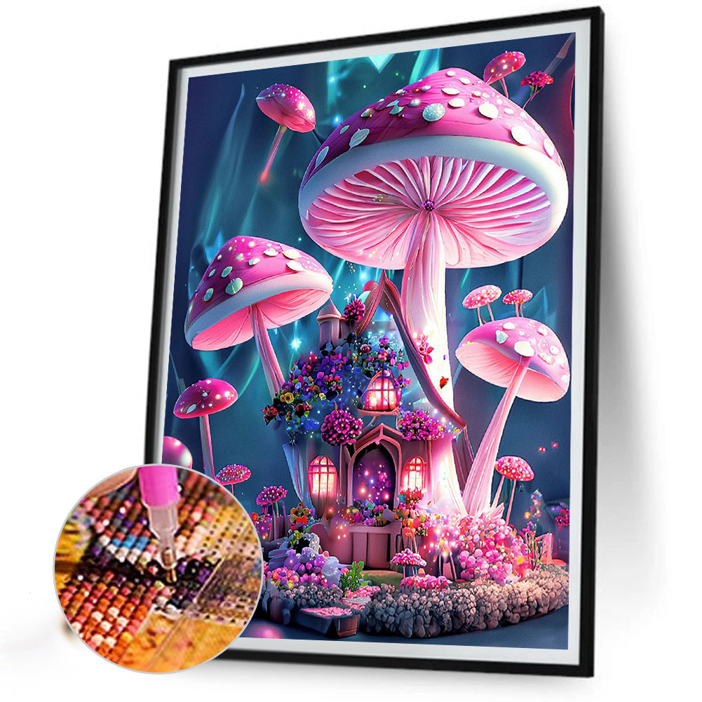 Dream Mushroom House 30*40Ccm(canvas) full round drill diamond painting