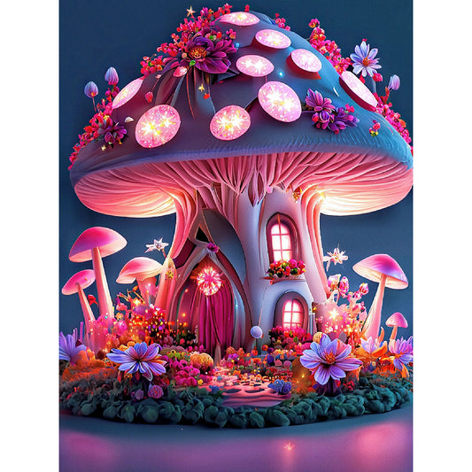 Dream Mushroom House 30*40Ccm(canvas) full round drill diamond painting