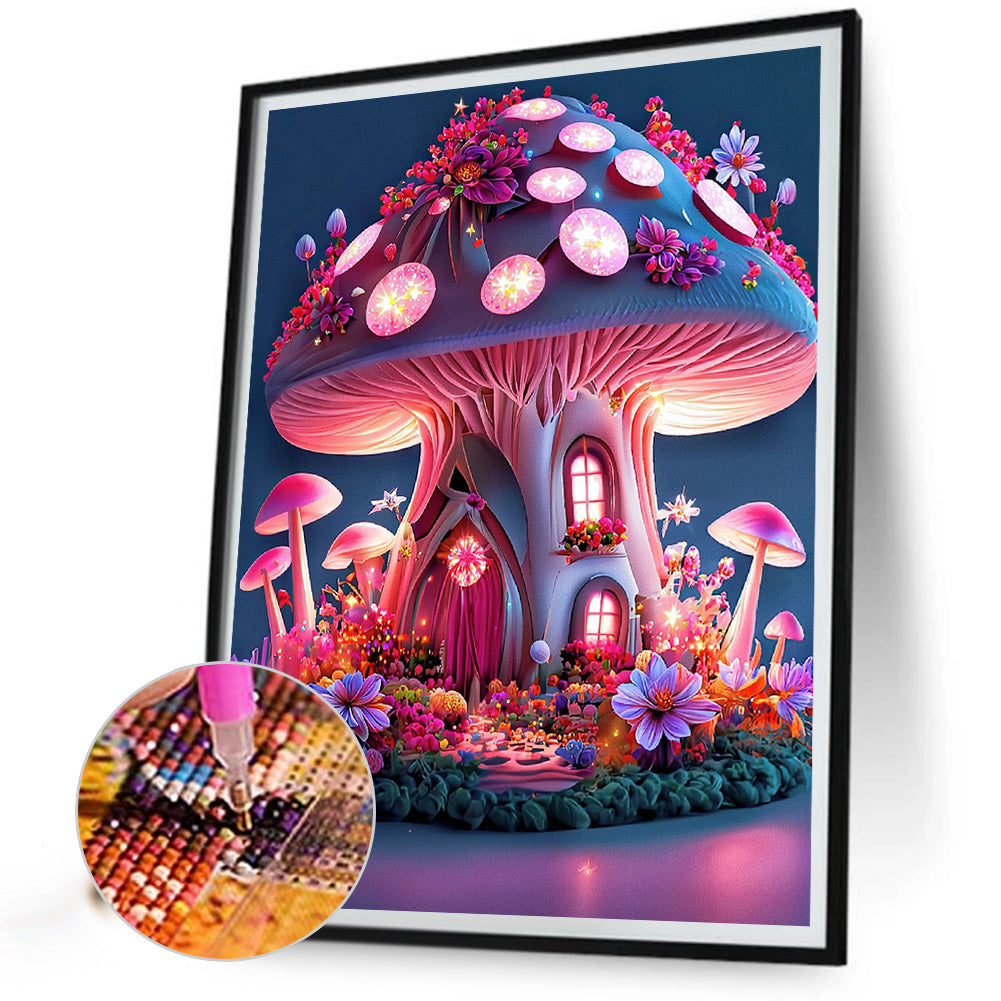 Dream Mushroom House 30*40Ccm(canvas) full round drill diamond painting