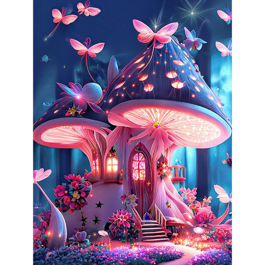 Dream Mushroom House 30*40Ccm(canvas) full round drill diamond painting