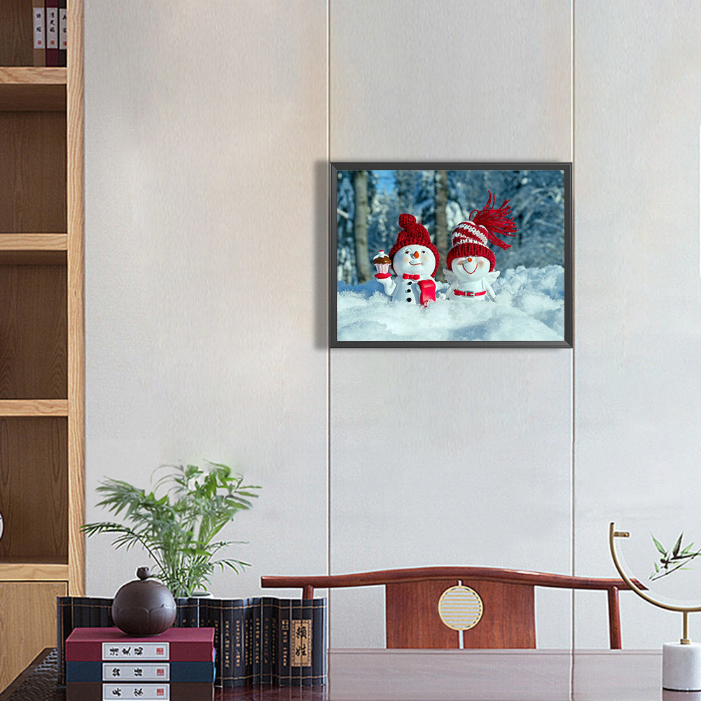 Snowman - Full Round Drill Diamond Painting 40*30CM