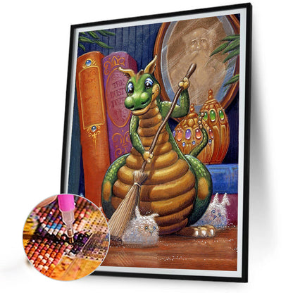 Little Green Dinosaur - Full Square Drill Diamond Painting 30*40CM