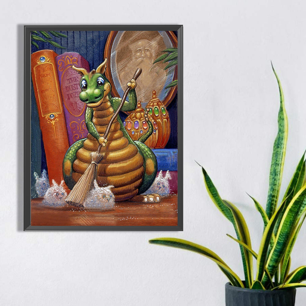 Little Green Dinosaur - Full Square Drill Diamond Painting 30*40CM