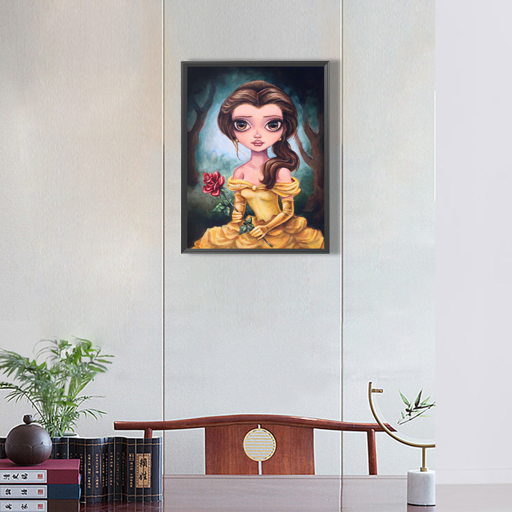 Girl And Rose 30*40Ccm(canvas) full round drill diamond painting