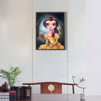 Girl And Rose 30*40Ccm(canvas) full round drill diamond painting