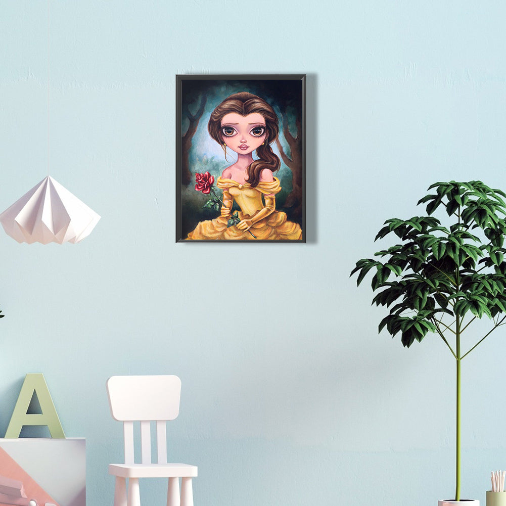 Girl And Rose 30*40Ccm(canvas) full round drill diamond painting