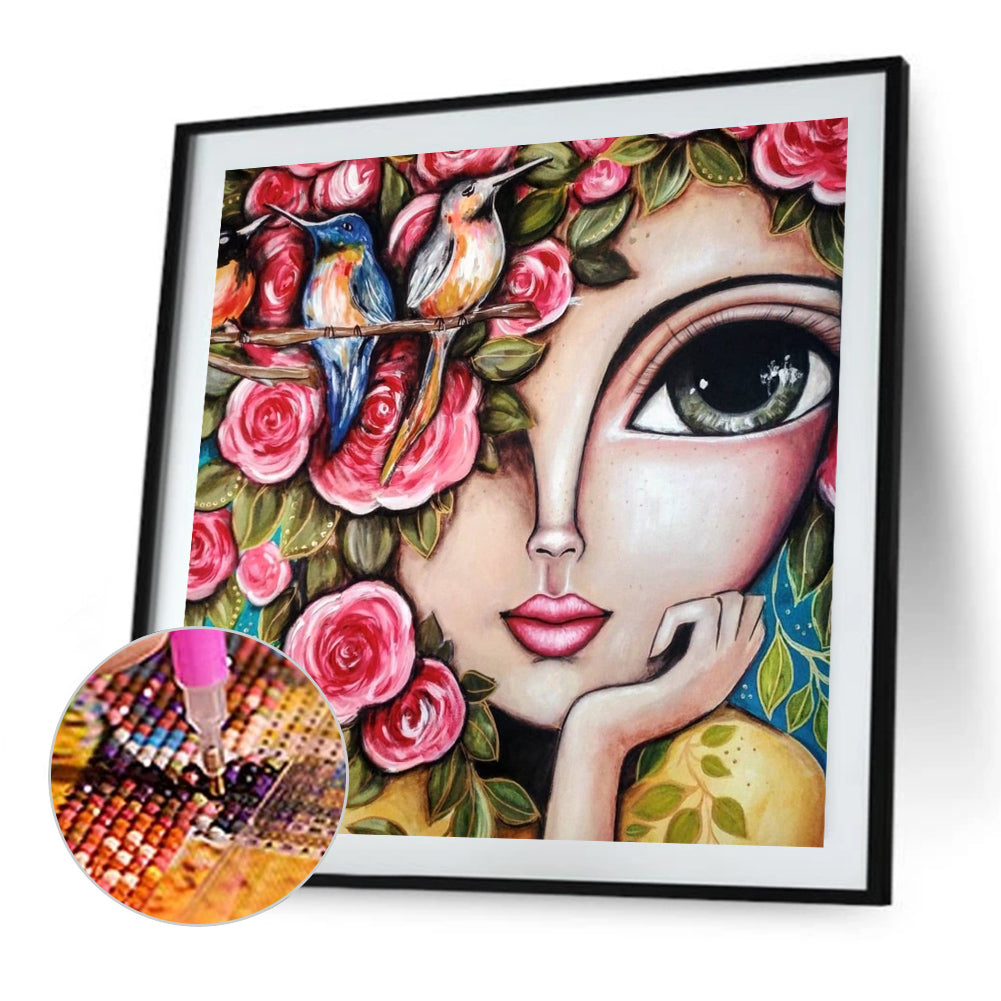 Girl With Big Eyes-O630*30cm(canvas) full-round drill diamond painting