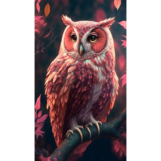 Pink Owl 40*70Ccm(canvas) full round drill diamond painting